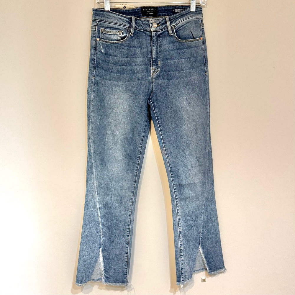 Sanctuary Blue Ankle Cropped Jeans with Asymmetrical Hem NWOT